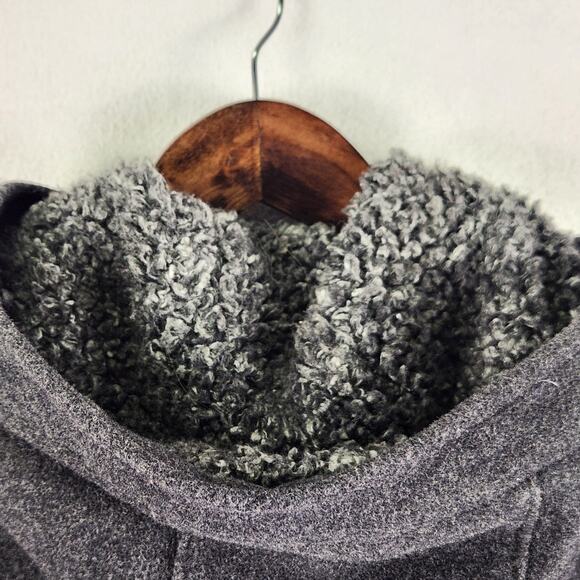 Fleet Street Wool Coat Women's SZ M Black Full Zip Hooded Pockets EUC - Picture 11 of 16